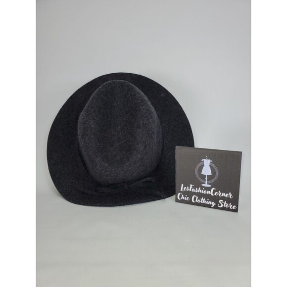 Banana Republic Gray 100% Wool Fedora Hat with Black Trim S/M 1529 - Picture 12 of 13
